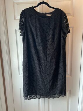 Boden Black Lace Short Sleeve Mini Dress
